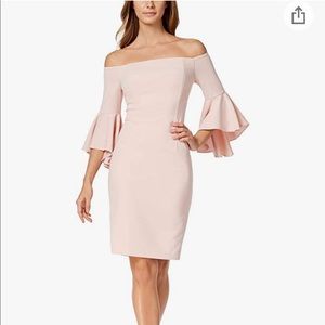 Calvin Klein Off Shoulder Dress with Bell Sleeves
